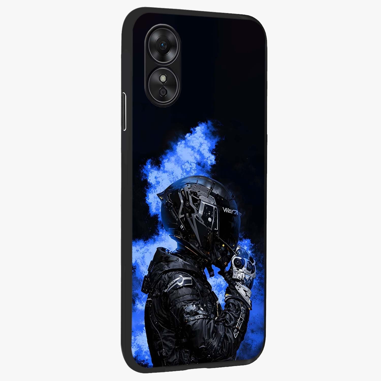 Cyber Sentinel Protocol Glass Case upright view showcasing advanced cyber sentinel artwork with futuristic tech theme.