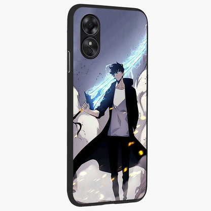 Dark Lightning Anime Warrior Glass Case upright view showcasing dramatic warrior artwork with dark lightning aesthetic.