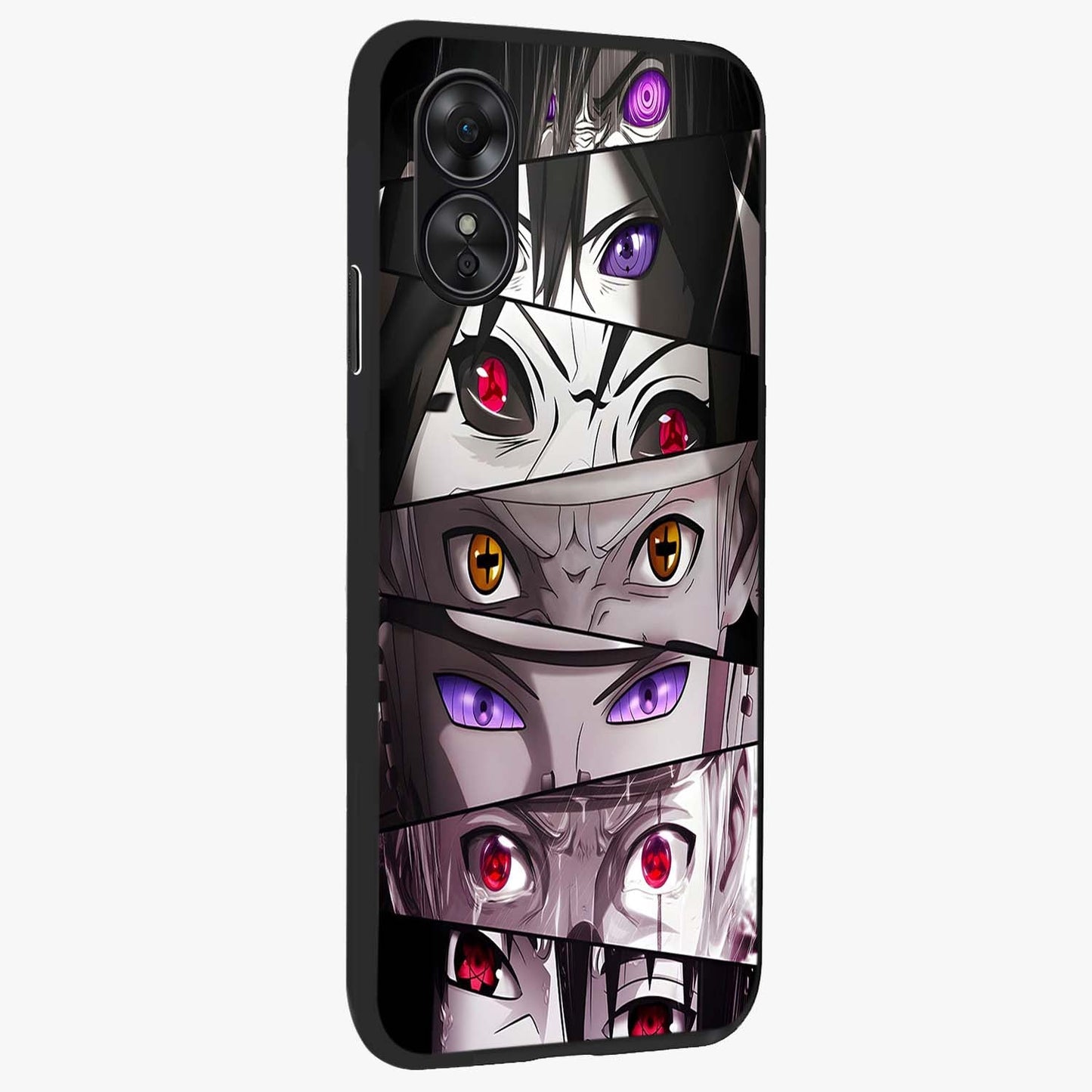 Eyes of Destiny Glass Case upright view showcasing symbolic eye artwork with dramatic artistic theme.