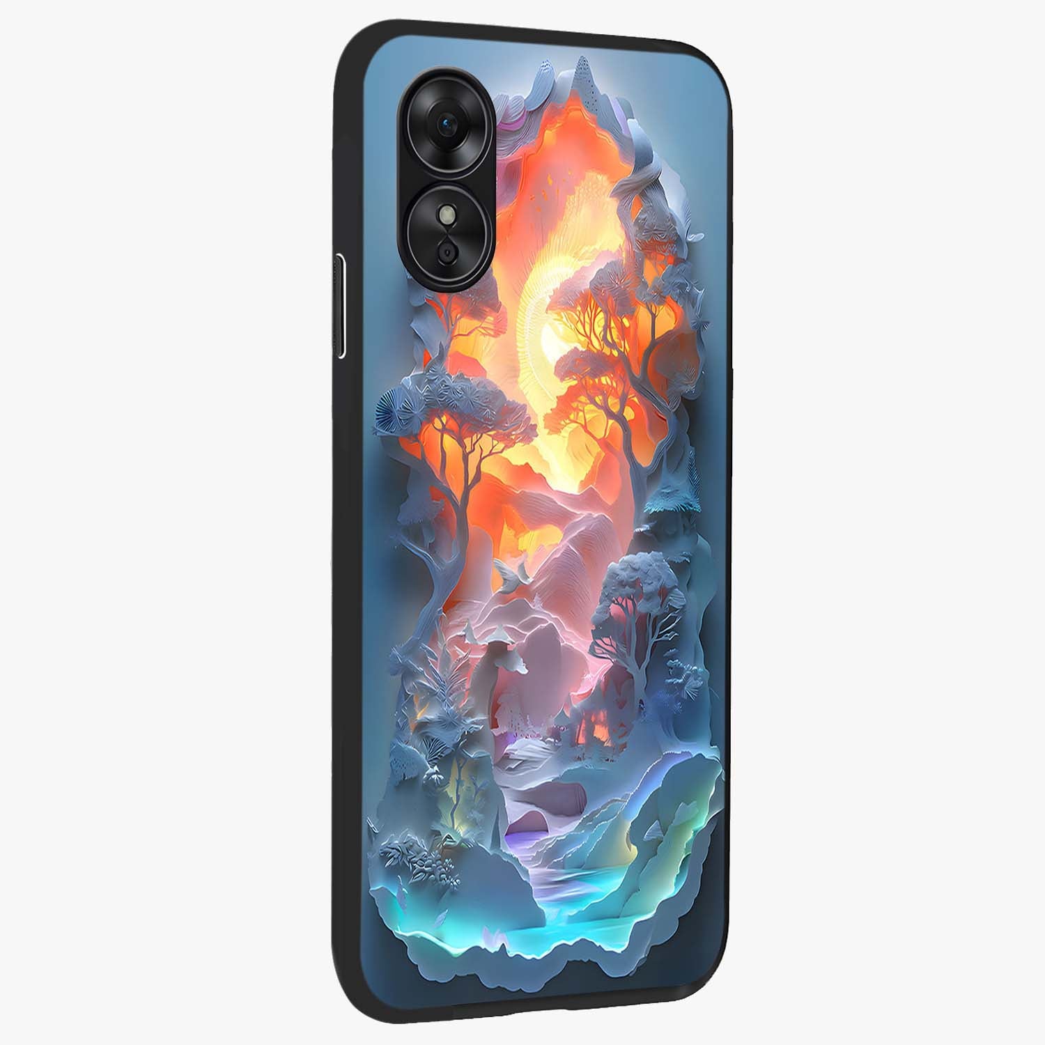 Glow Forest Portal Glass Case upright view showcasing enchanted forest portal artwork with fantasy nature theme.