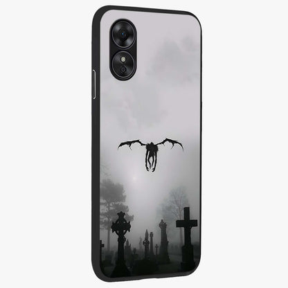 Graveyard Shadow Descent Glass Case upright view showcasing haunting graveyard artwork with dramatic dark theme.