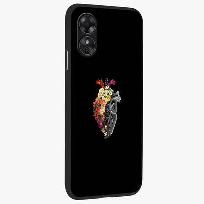 Heart With Flowers Glass Case upright view showcasing decorative heart and floral artwork with sweet romantic theme.