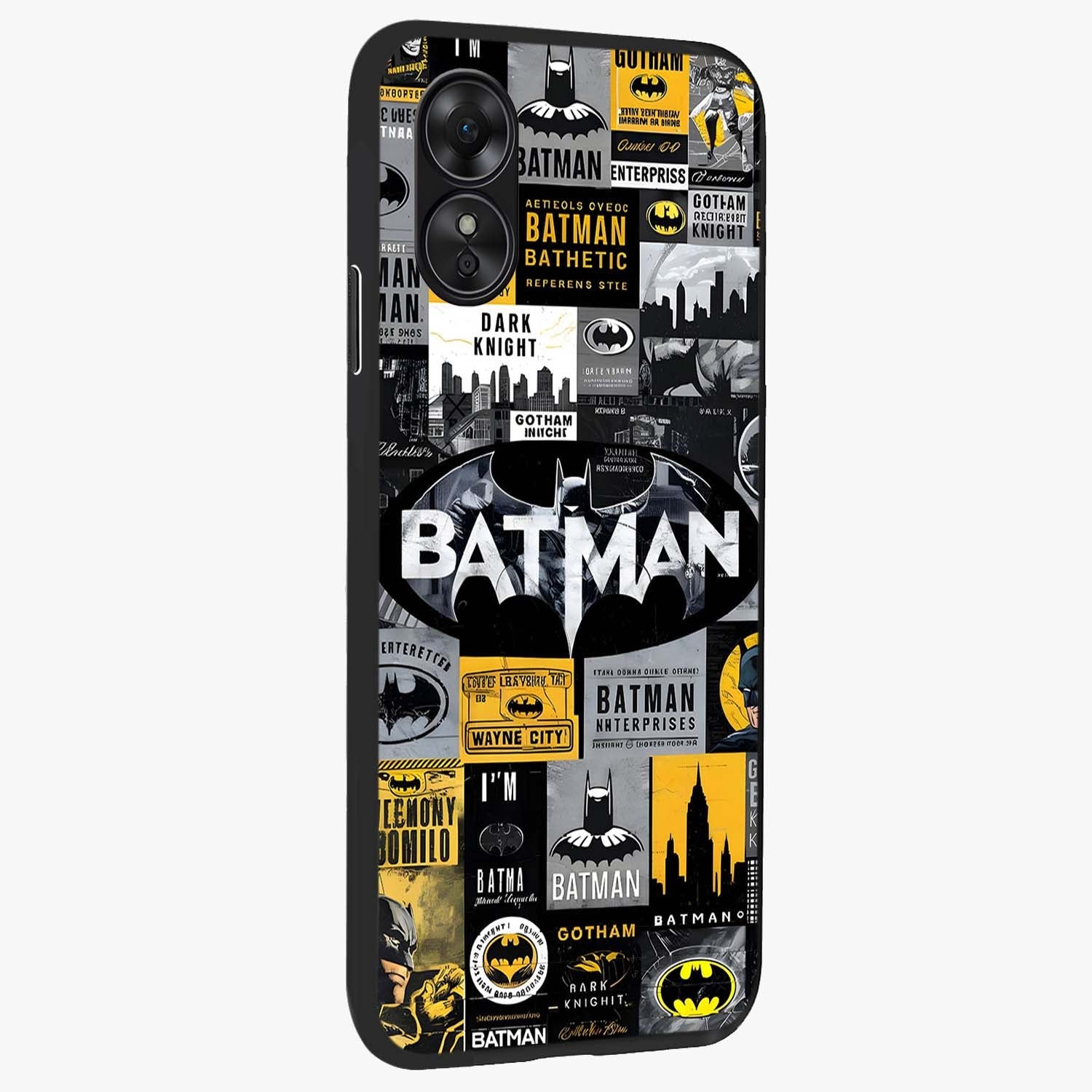 Knight Gotham Rise Glass Case upright view showcasing bold vigilante themed artwork with gothic city vibe.