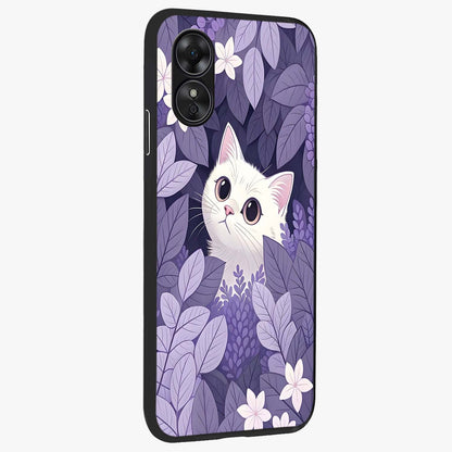 Lilac Hide Peek Cat Glass Case upright view showcasing charming cat artwork with adorable peek theme.