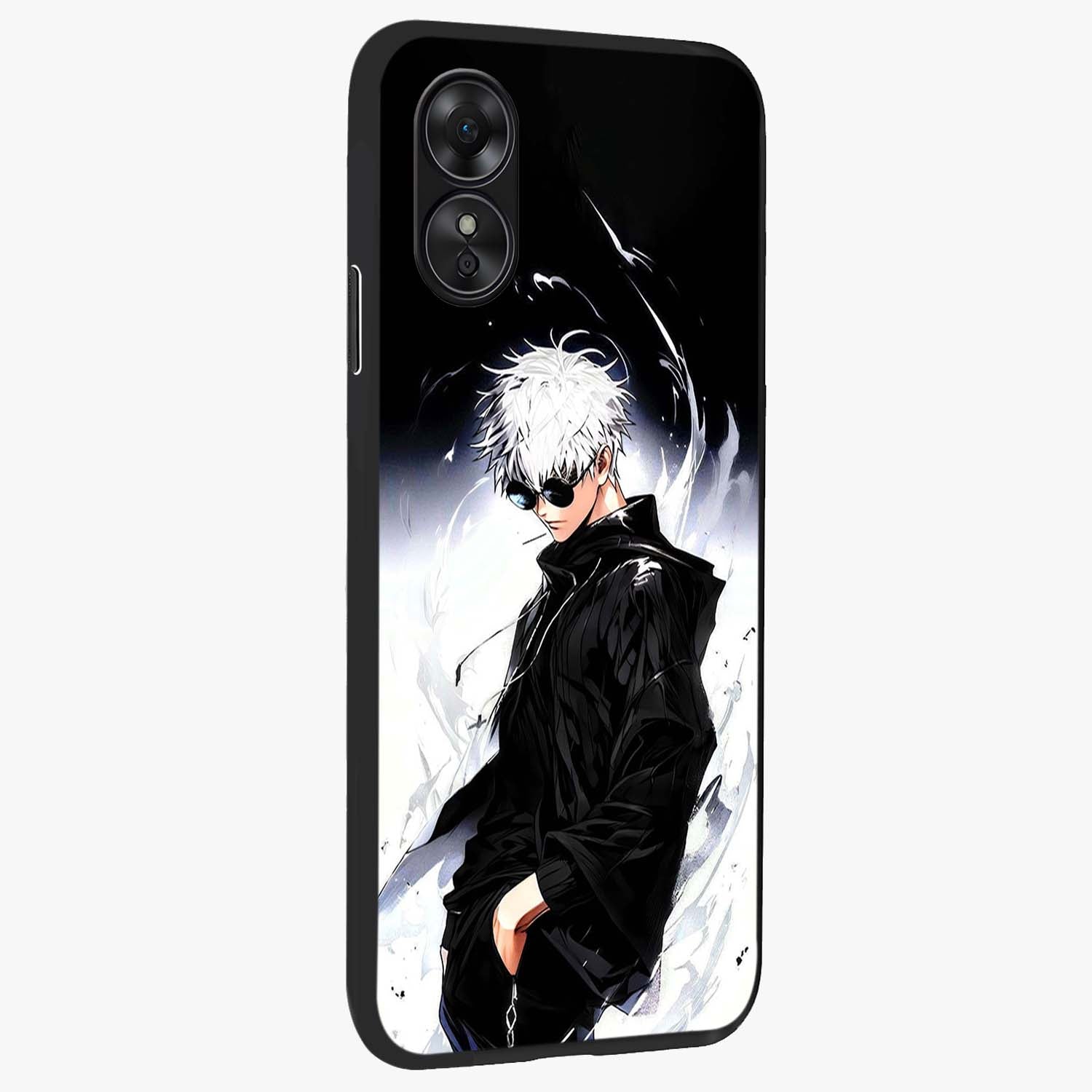 Limitless Shadow King Glass Case upright view showcasing bold shadow warrior artwork with epic fantasy theme.