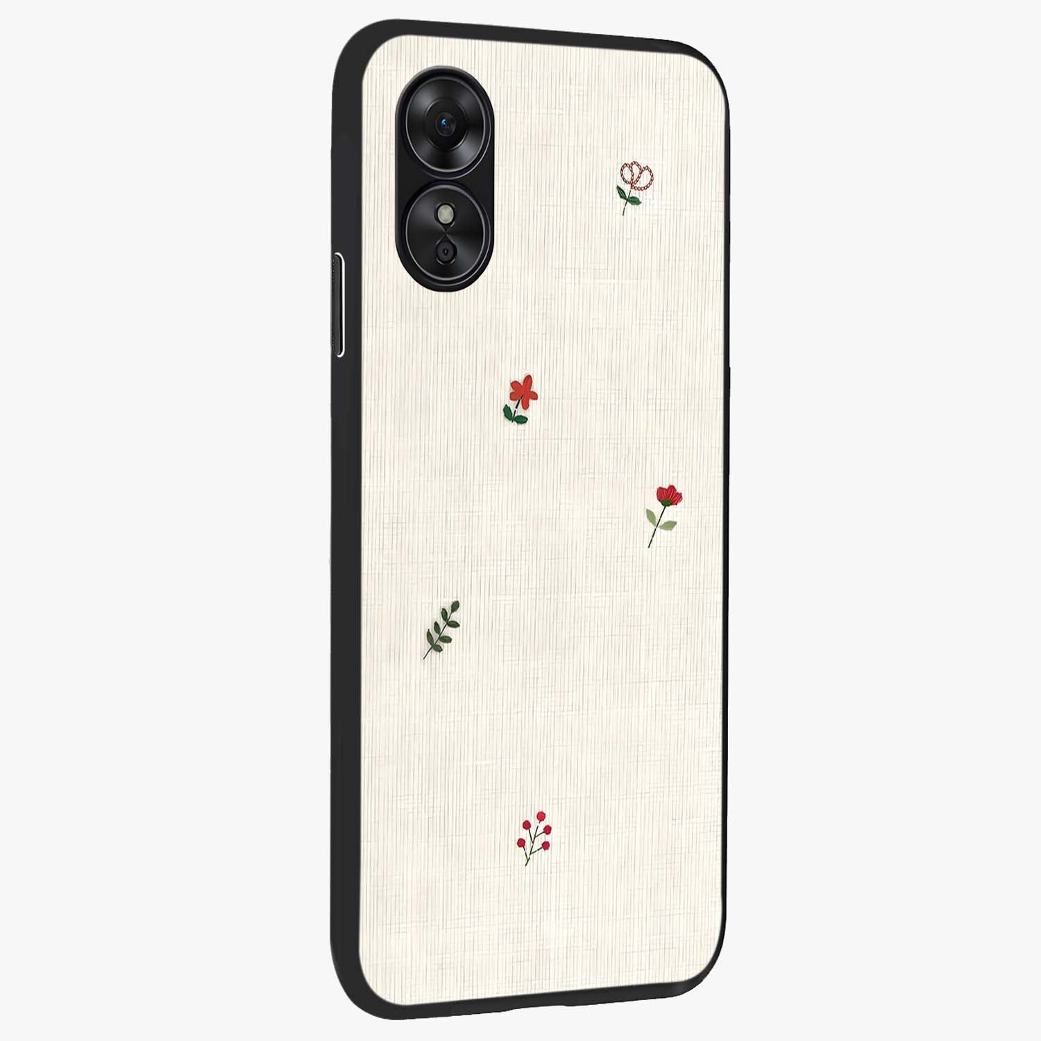 Minimalistic Blue With White Flower Pattern Glass Case upright view showcasing clean white flower artwork with calming blue theme.