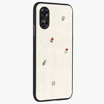 Minimalistic Blue With White Flower Pattern Glass Case upright view showcasing clean white flower artwork with calming blue theme.
