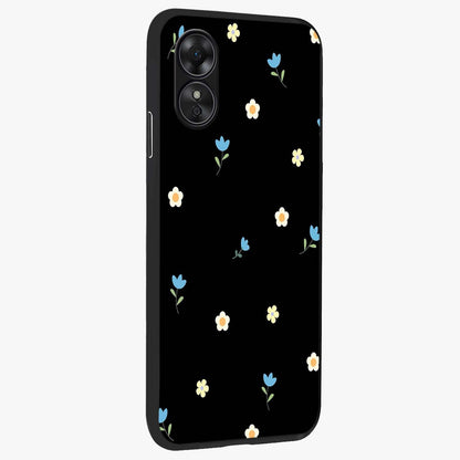 Minimal Petal Whispers Glass Case upright view showcasing elegant floral artwork with modern minimalist style.
