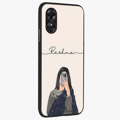 Mirror Mood Muse With Custom Name Glass Case upright view showcasing artistic mirror themed artwork with personalized aesthetic.