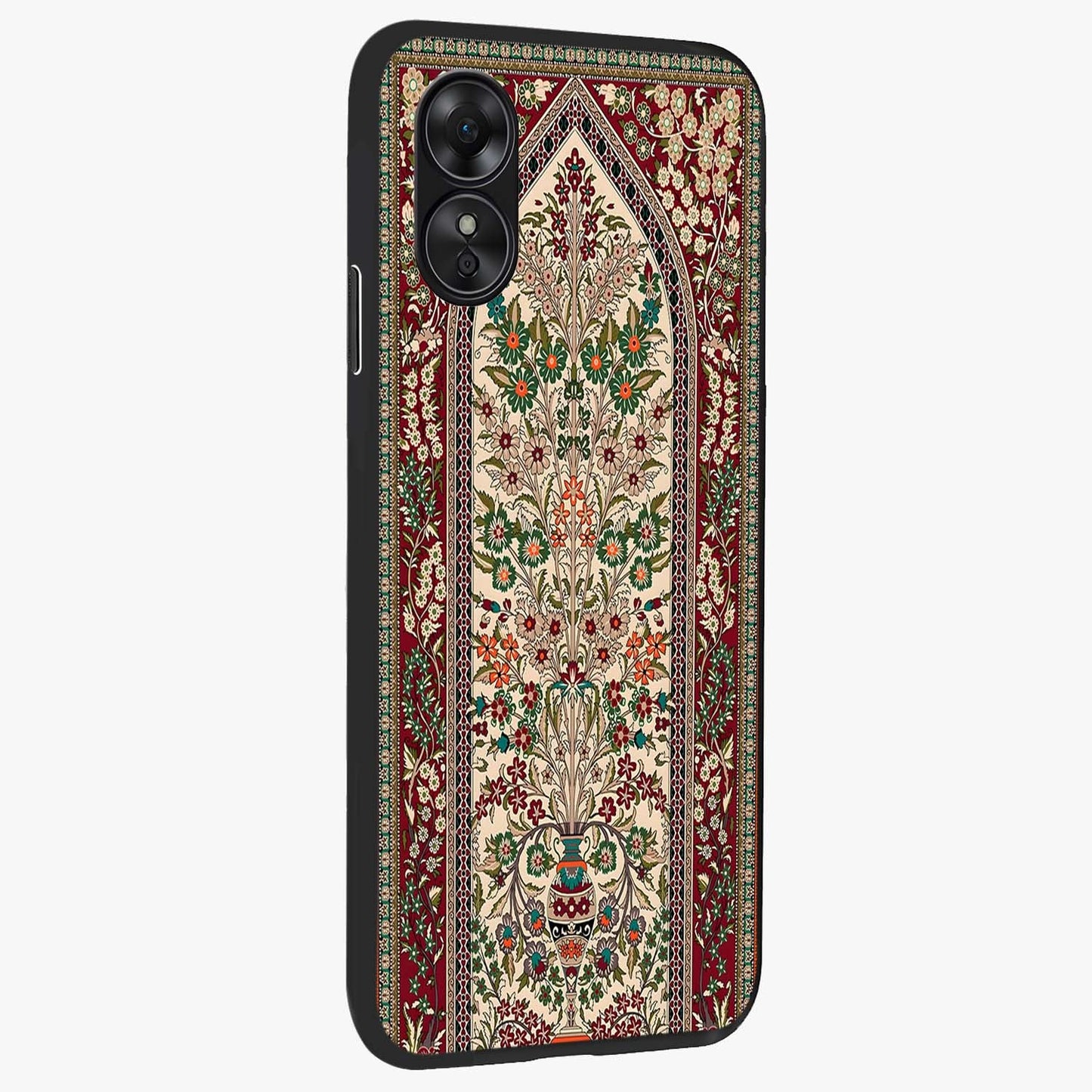 Persian Inspired Glass Case upright view showcasing decorative Persian artwork with rich heritage theme.