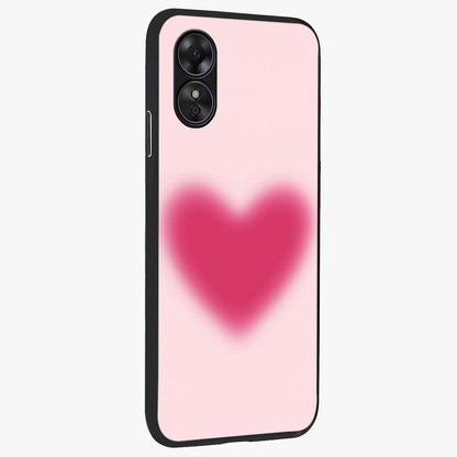Pink Aura Heart Glass Case upright view showcasing romantic heart artwork with soft pastel theme.