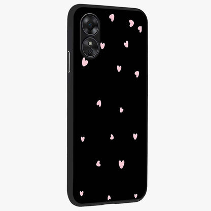 Pink Love Drops Glass Case upright view showcasing charming heart drop artwork with romantic playful theme.