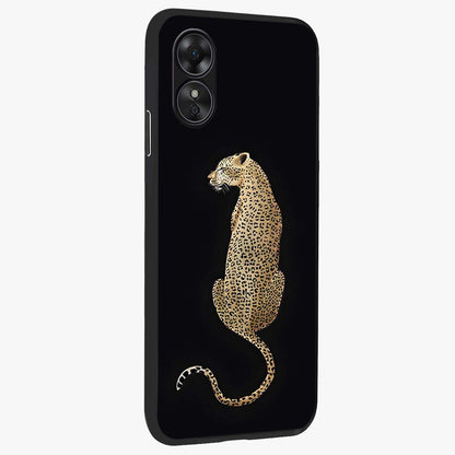 Regal Leopard Glass Case upright view showcasing striking leopard artwork with fierce wildlife theme.