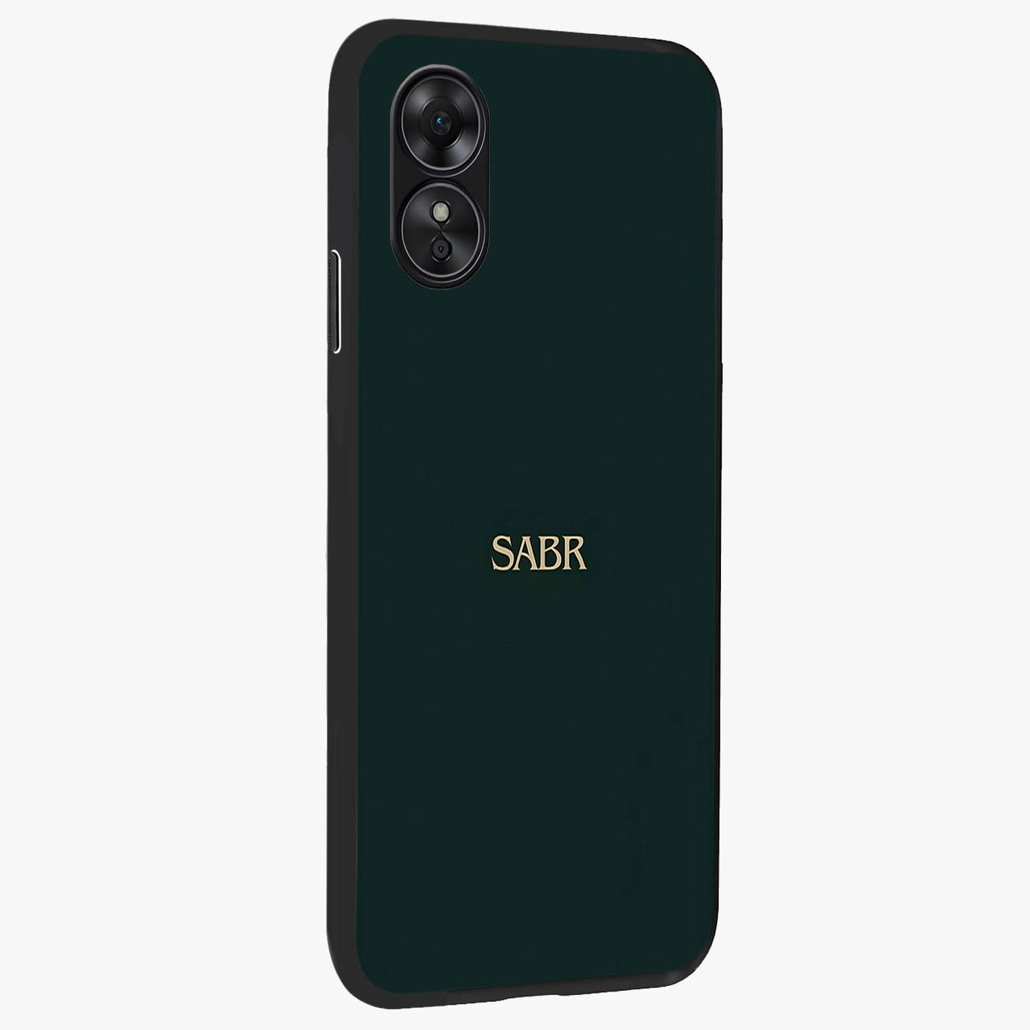 Sabr Minimal Patience Glass Case upright view showcasing calm minimalist artwork with motivational patience theme.