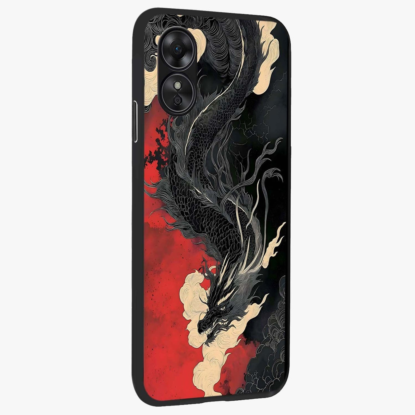 Shadow Dragon Fury Glass Case upright view showcasing intense dragon artwork with dramatic shadow theme.