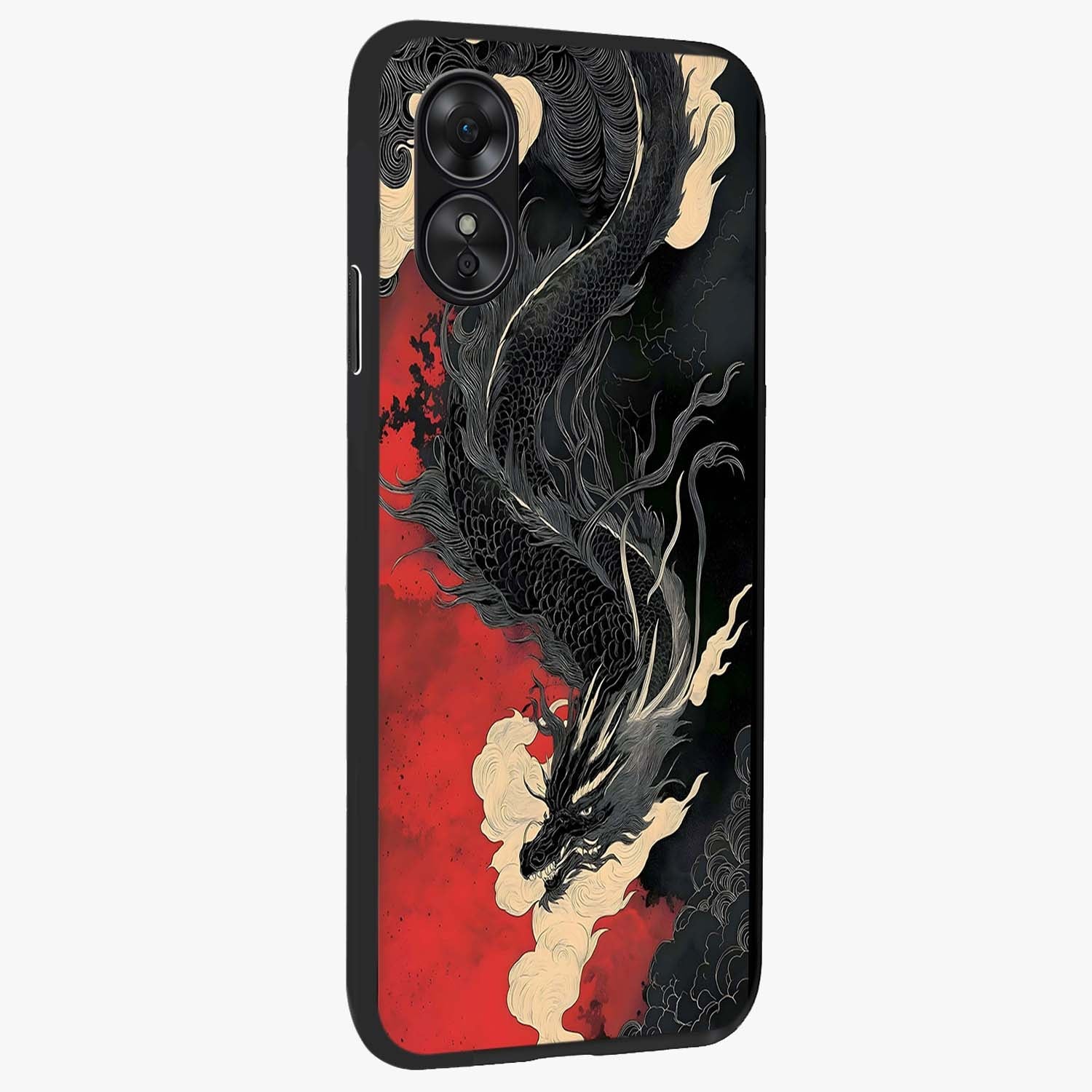 Shadow Dragon Fury Glass Case upright view showcasing intense dragon artwork with dramatic shadow theme.
