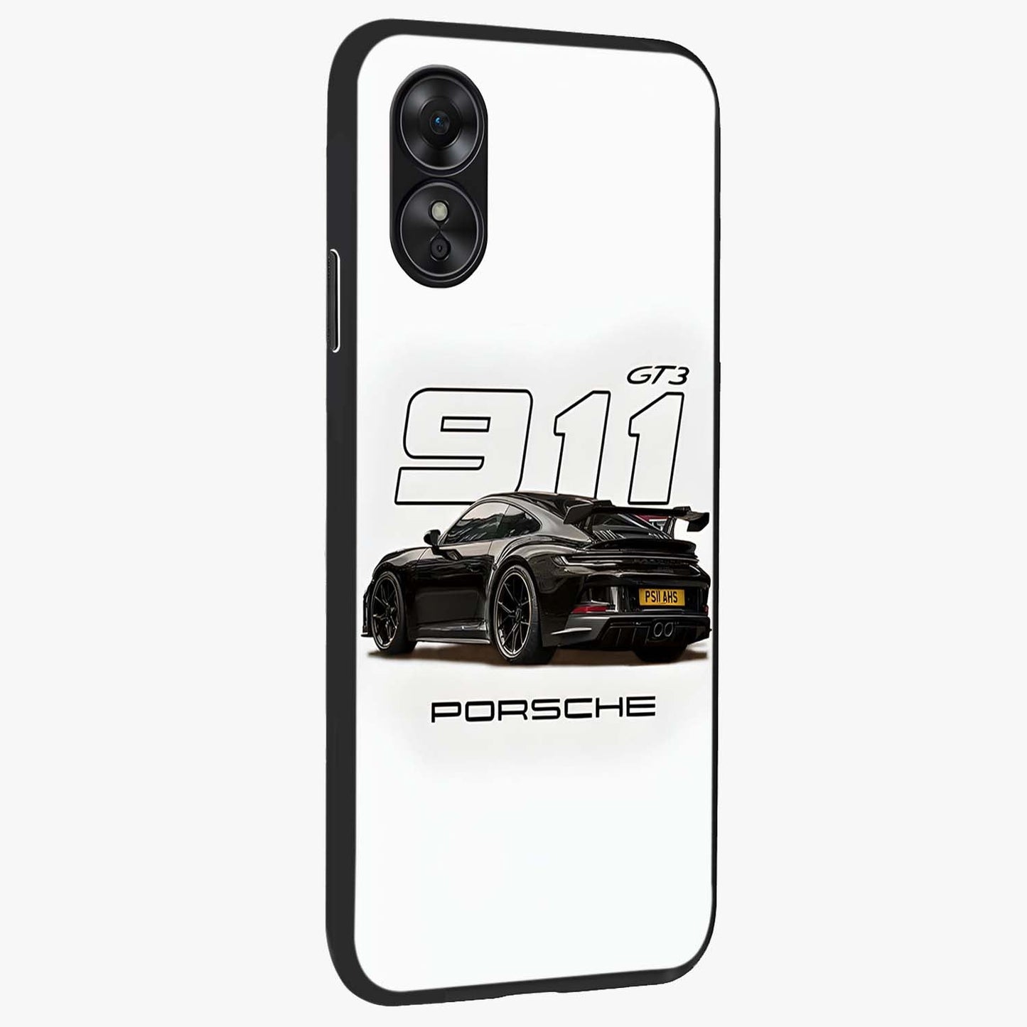 Turbo Legacy Icon Glass Case upright view showcasing bold racing inspired artwork with classic car theme.