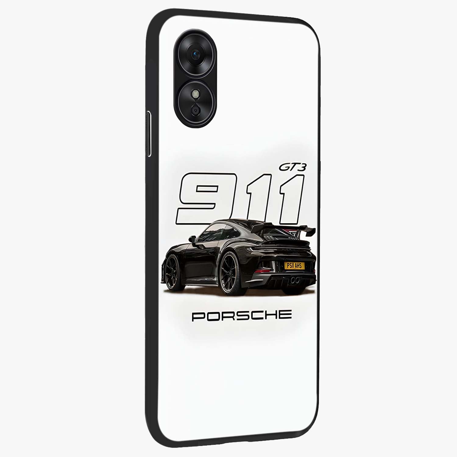Turbo Legacy Icon Glass Case upright view showcasing bold racing inspired artwork with classic car theme.