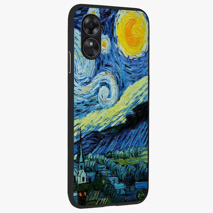 Van Gogh Art Glass Case upright view showcasing expressive painting style artwork with timeless artistic theme.