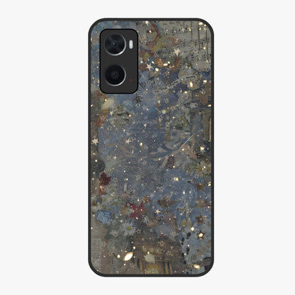 Aesthetic Astrolophia Glass Case showing flat back view with dreamy aesthetic design and glossy glass finish.