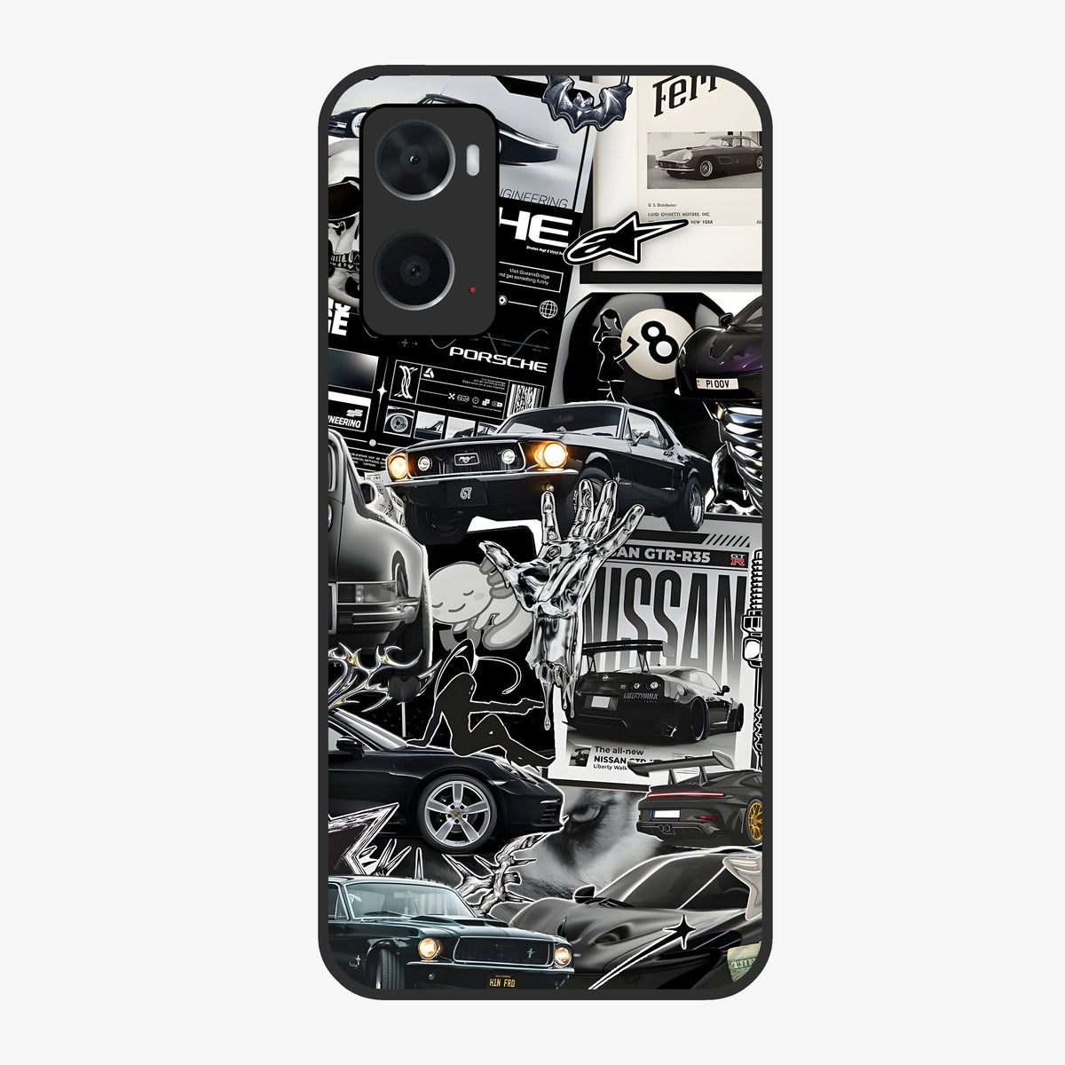 Aesthetic Dark Love Glass Case showing flat back view with dark romantic artwork and glossy glass finish.