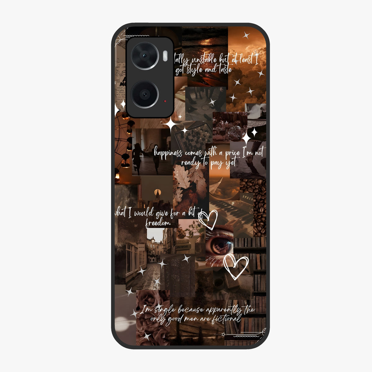 Bittersweet Aesthetic Chaos Glass Case showing flat back view with artistic chaotic aesthetic design and glossy glass finish.