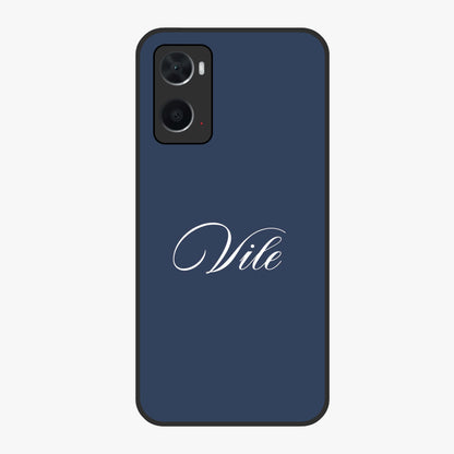 Blue Background Personalized Custom Name Glass Case showing flat back view with minimal blue background and custom name design.
