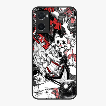 Crimson Chaos Panel Glass Case showing flat back view with bold crimson abstract artwork and glossy glass finish.