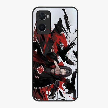 Crimson Crow Illusion Glass Case showing flat back view with artistic crow illusion artwork and glossy glass finish.
