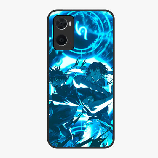 Cursed Energy Clash Glass Case showing flat back view with intense cursed energy artwork and glossy glass finish.