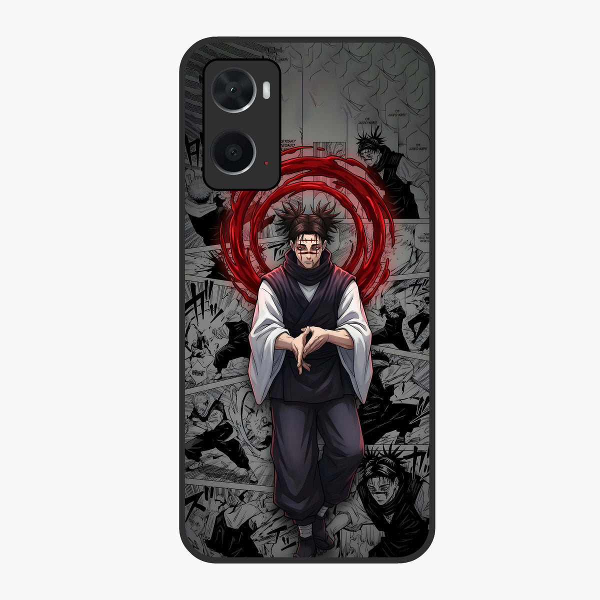 Cursed Ritual Ascension Glass Case showing flat back view with dark ritual themed artwork and glossy glass finish.
