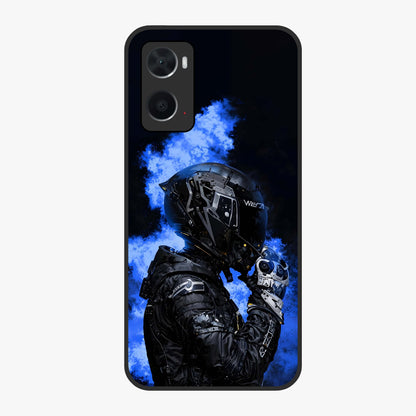Cyber Sentinel Protocol Glass Case showing flat back view with futuristic cyber themed artwork and glossy glass finish.