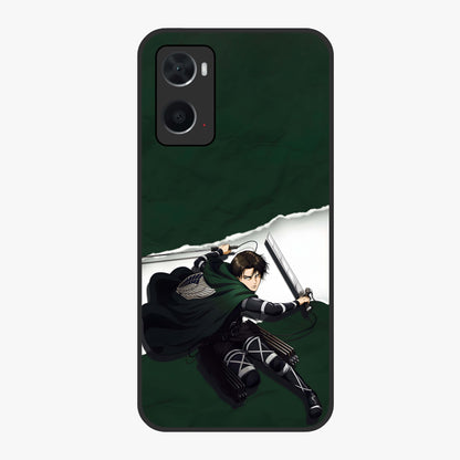Emerald War Vanguard Glass Case showing flat back view with powerful warrior themed artwork and glossy glass finish.