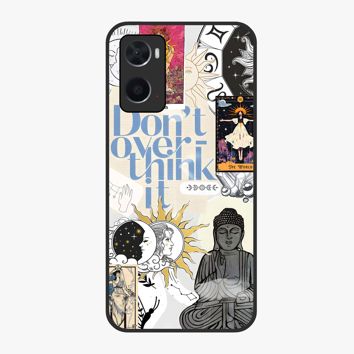 Ethereal Thoughts Glass Case showing flat back view with dreamy artistic artwork and glossy glass finish.