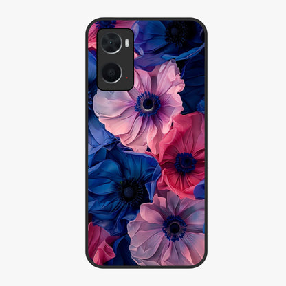 Flower Paper Art Pattern Glass Case showing flat back view with paper cut style floral artwork and glossy glass finish.