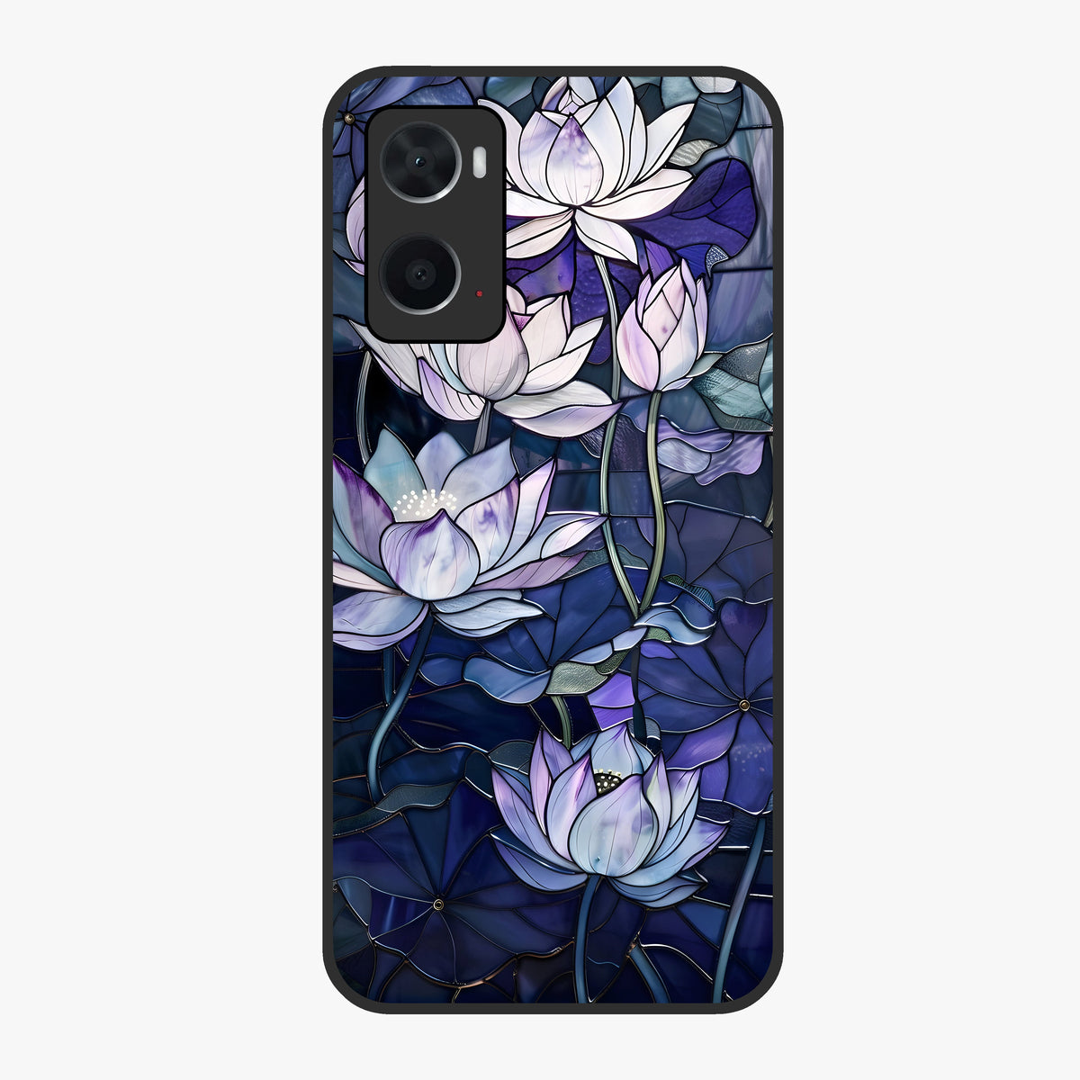 Gloss Petal Rush Glass Case showing flat back view with glossy flower petal artwork and smooth glass finish.