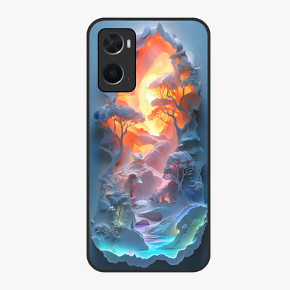 Glow Forest Portal Glass Case showing flat back view with glowing forest portal artwork and glossy glass finish.
