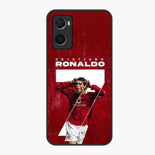 Goal Celebration Legacy Glass Case showing flat back view with football celebration inspired artwork and glossy glass finish.