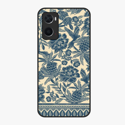 Heirloom Wild Bloom Glass Case showing flat back view with vintage inspired wild flower artwork and glossy glass finish.