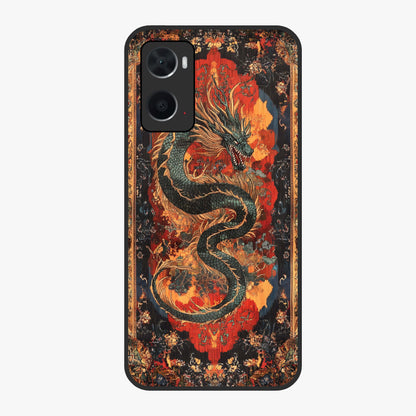 Inferno Dragon Soul Glass Case showing flat back view with fiery dragon artwork and glossy glass finish.