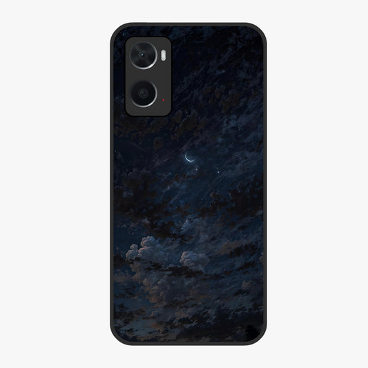 Lunar Veil Silence Glass Case showing flat back view with mystical moon veil artwork and glossy glass finish.