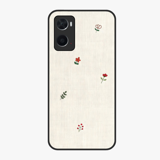 Minimal Petal Whispers Glass Case showing flat back view with soft minimal floral artwork and glossy glass finish.