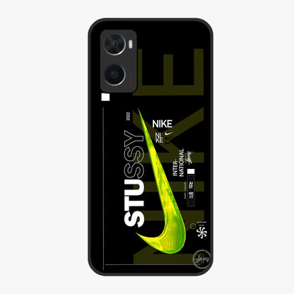 Neon Street Edition Glass Case showing flat back view with neon street style artwork and glossy glass finish.