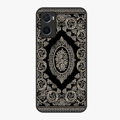 Noir Bloom Elegance Glass Case showing flat back view with elegant dark floral artwork and glossy glass finish.