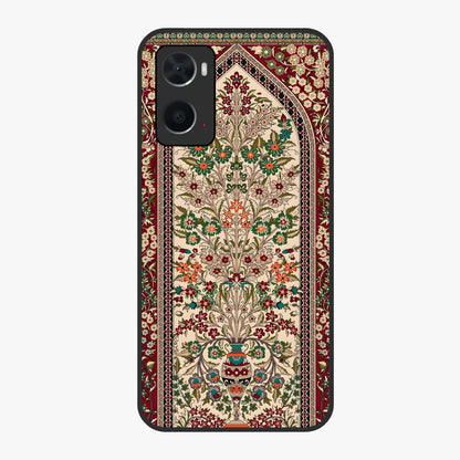 Persian Inspired Glass Case showing flat back view with ornate Persian style pattern artwork and glossy glass finish.