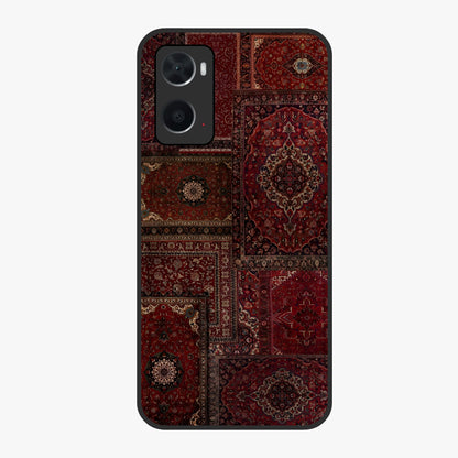 Persian Velvet Tale Glass Case showing flat back view with luxurious Persian velvet pattern artwork and glossy glass finish.