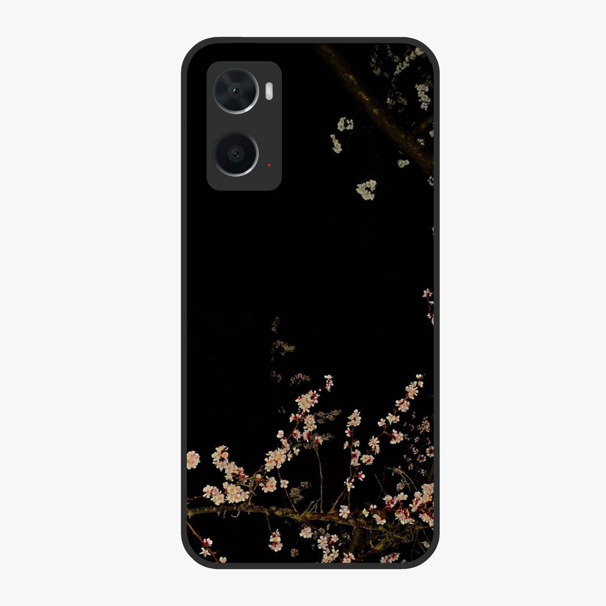 Petal Moon Light With Custom Name Glass Case showing flat back view with floral moonlight artwork and personalized name design.