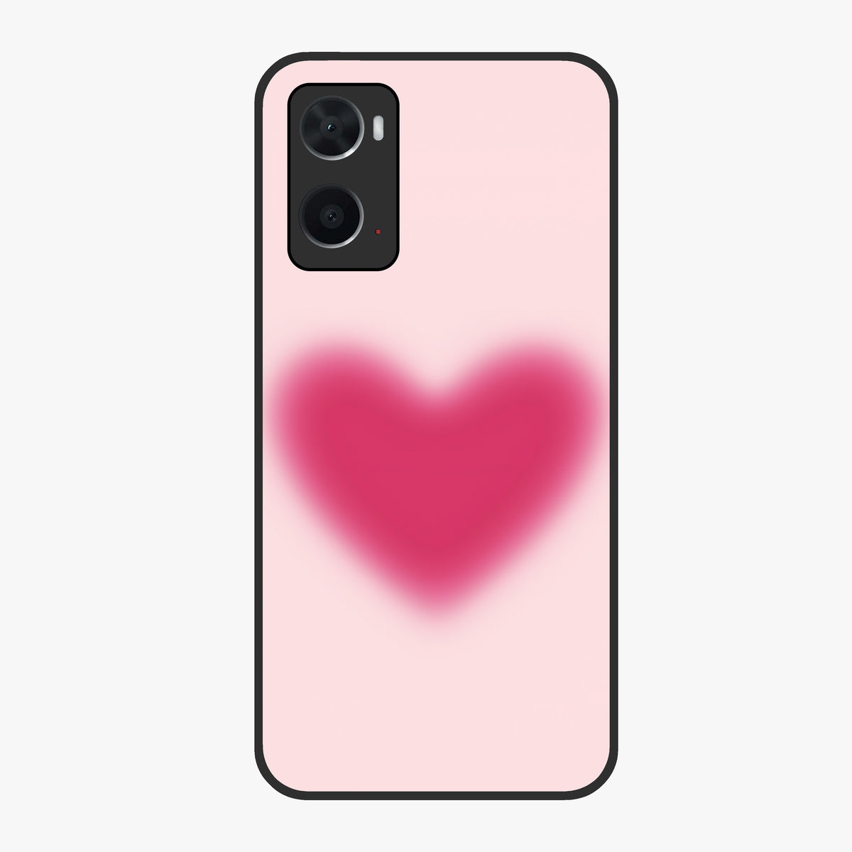 Pink Aura Heart Glass Case showing flat back view with glowing heart artwork and glossy glass finish.