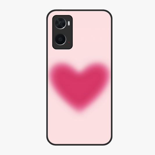 Pink Aura Heart Glass Case showing flat back view with glowing heart artwork and glossy glass finish.