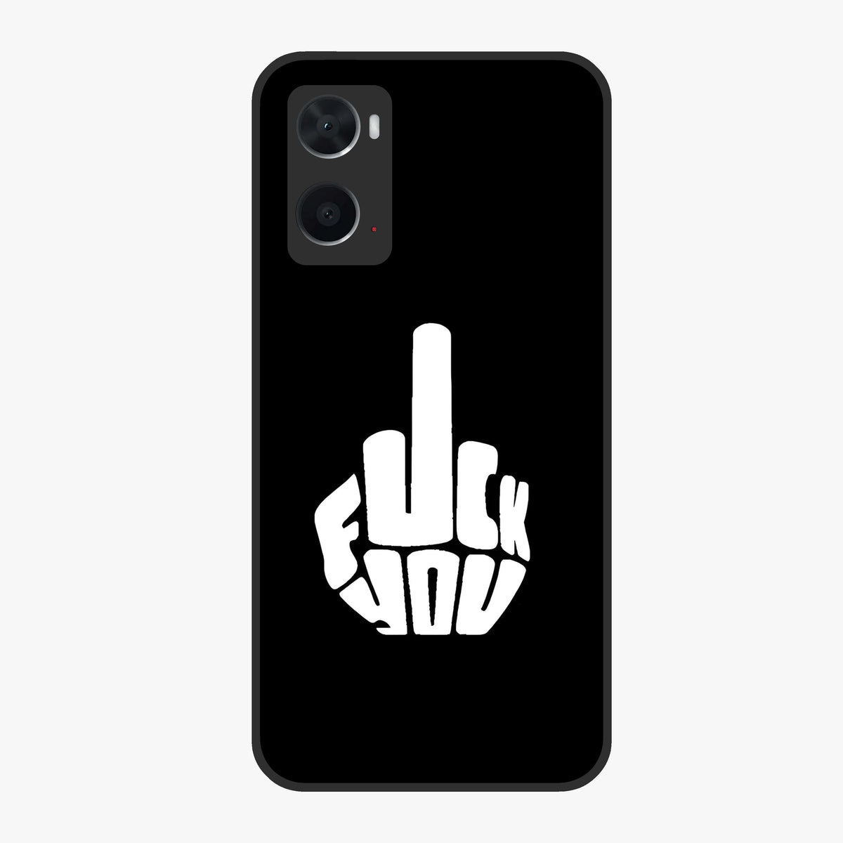 Rebel Mode On Glass Case showing flat back view with bold rebellious typography artwork and glossy glass finish.